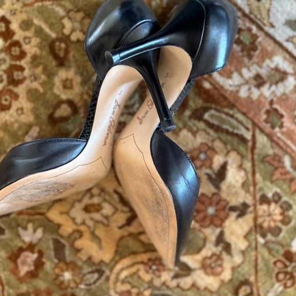 Sam Edelman Delilah Black Leather Heels Pumps Pointed - Picture 4 of 6
